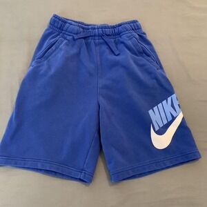 Nike Sweat Shorts Boys XL Blue French Terry Elastic Waist Logo Swoosh Active